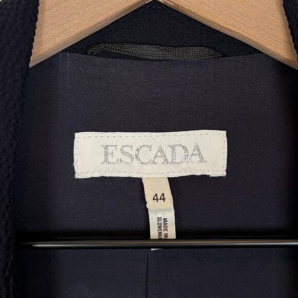 Escada Black Wool Open Front Tailored Blazer Minimalist Luxury EU 44 - Picture 4 of 6